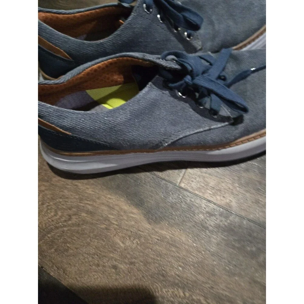 Men's Size 8.5 Skechers Moreno Ederson 65981 Navy Blue Canvas Oxford Shoes